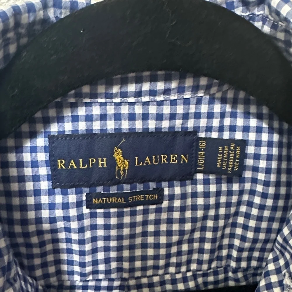 Ralph Lauren boys gingham button down size L 14/16